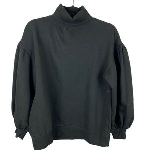 Zara Knit Bell Sleeve Cotton Oversized Turtleneck Sweater Small Black